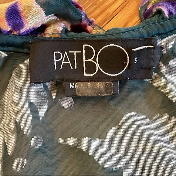 PATBO Colorful Floral Burnout Velvet Sheer Long Sleeve Ruffle Blouse Size Small - Picture 8 of 12